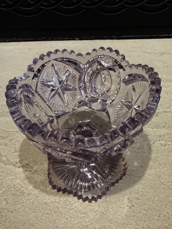 Vintage Other - Vintage Amethyst Glass Pedestal Sawtooth Dish Compote